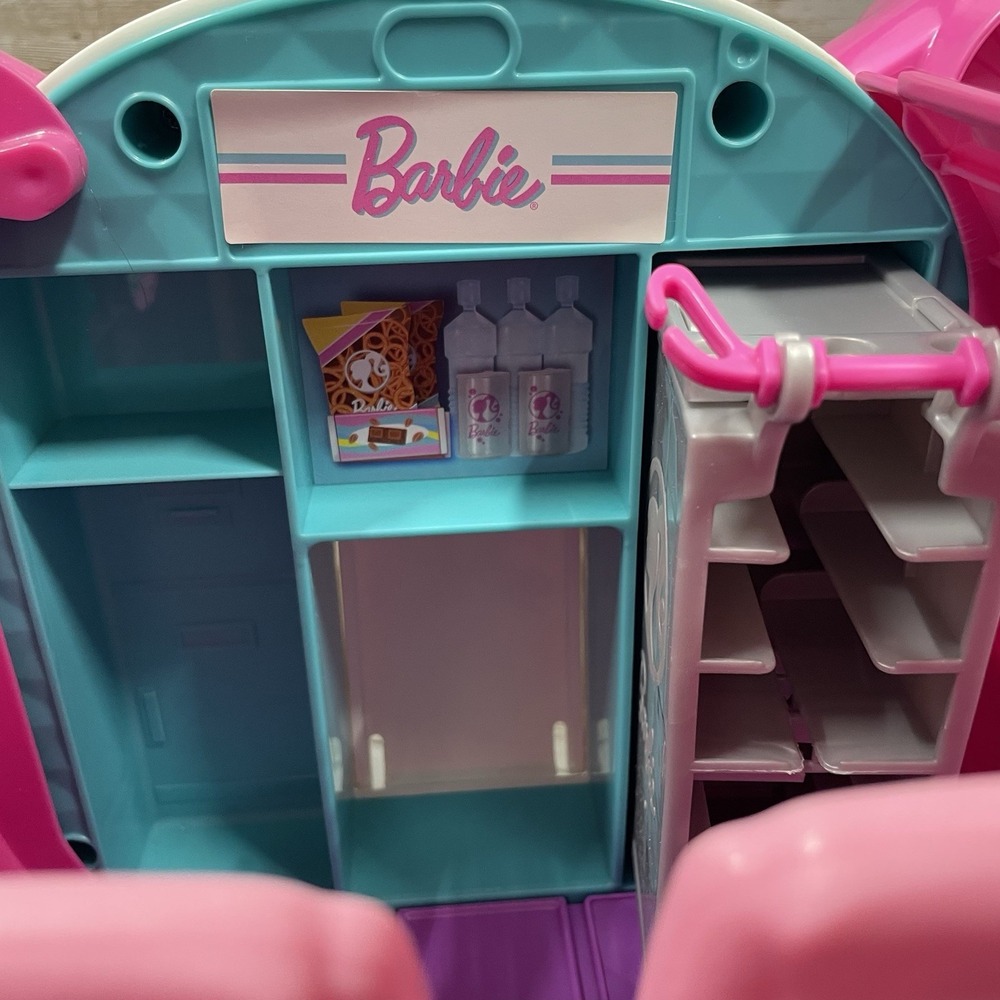 Barbie Dream Plane Airplane Jumbo Jet 2019 Mattel Play Set Pink + Serving Cart - Picture 12 of 16